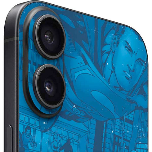 DC Comics Superman Logo Background Pattern iPhone 16 Plus Skin